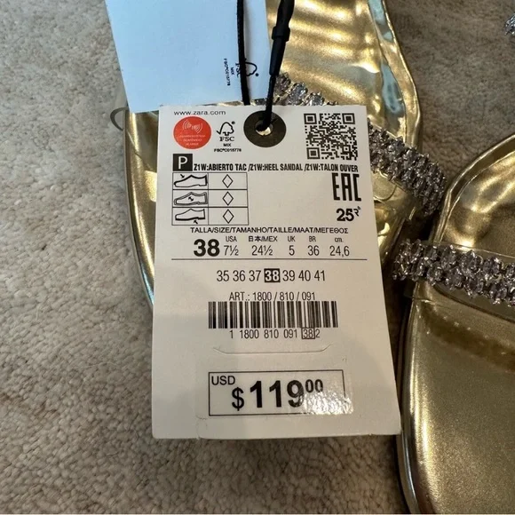 Zara Sparkly Heeled Vinyl Sandals. Size 7.5 NWT EU 38 - Picture 11 of 13